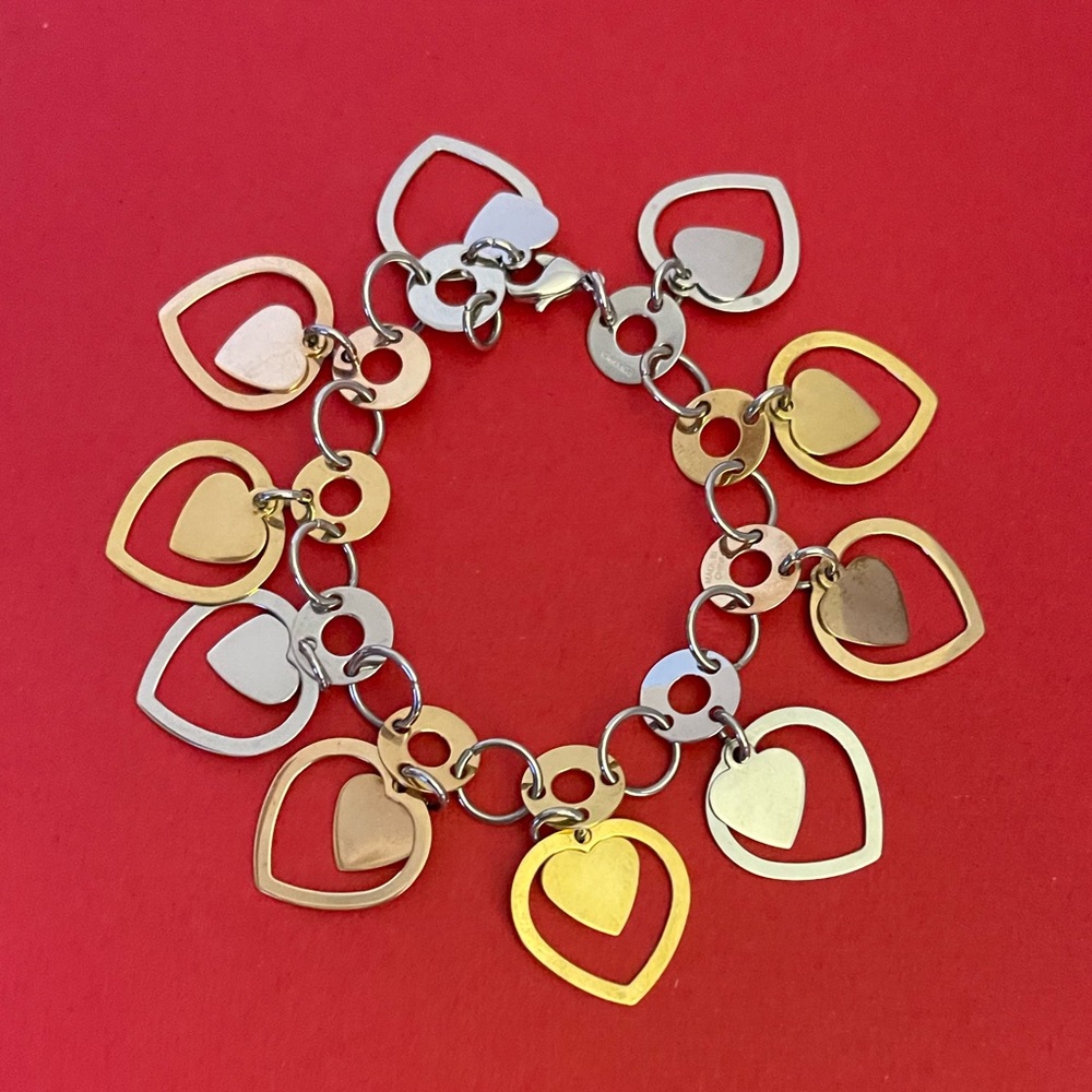 Edforce Stainless Steel Multi Color Heart Bracelet